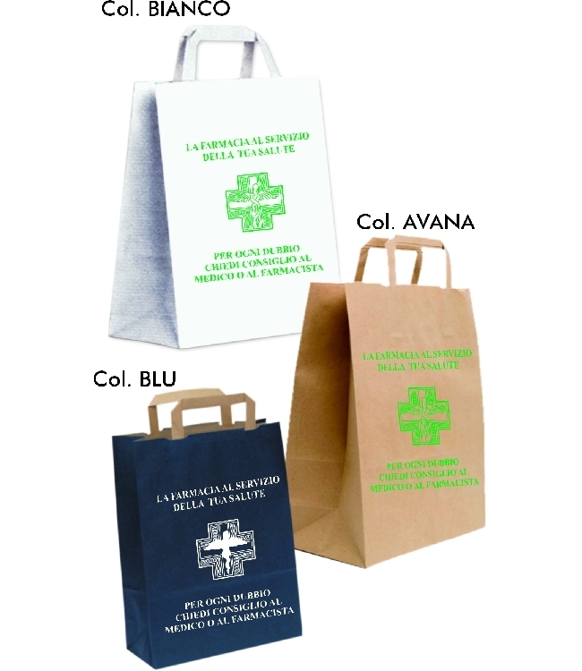 Art. EGO055 Shoppers in carta Kraft F.to 26+12x40 manico a piattina, imballlo 325 pz.