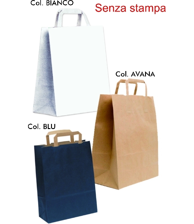 Art. EGO057 Shoppers in carta Kraft F.to 40+12x42 manico a piattina, imballo 225 pz.